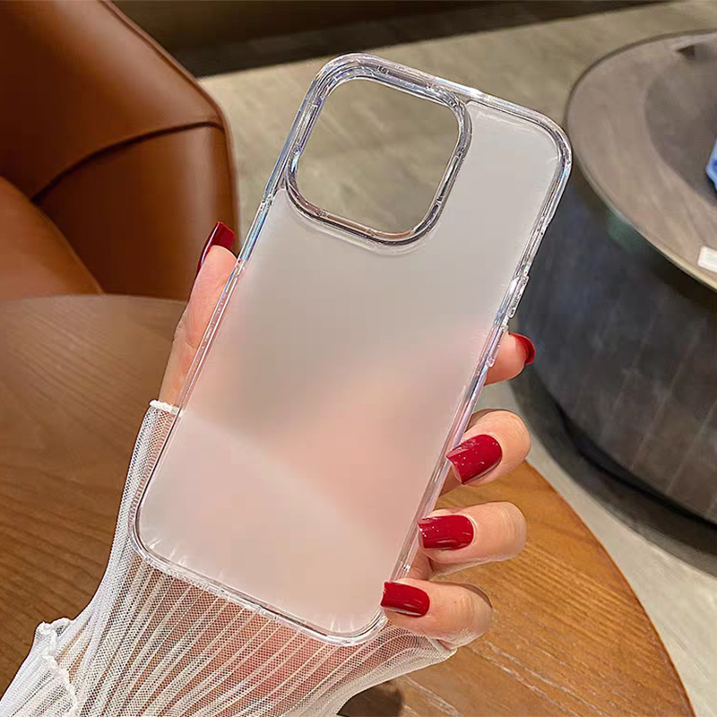 Matte Doorschijnende Siliconen Bumper Case Voor iPhone 16E 16 15 14 Plus 13 Mini 12 Pro Max Schokbestendig Ultra dunne Clear Hard Cover: Blauw / IPhone 15 Pro