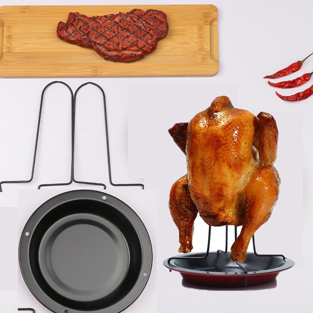 1Set Grill Huhn Röster BBQ Backen Kochen Nicht-Stick Pfannen Grillen Rack Stehen Braten Halter BBQ Zubehör Werkzeuge
