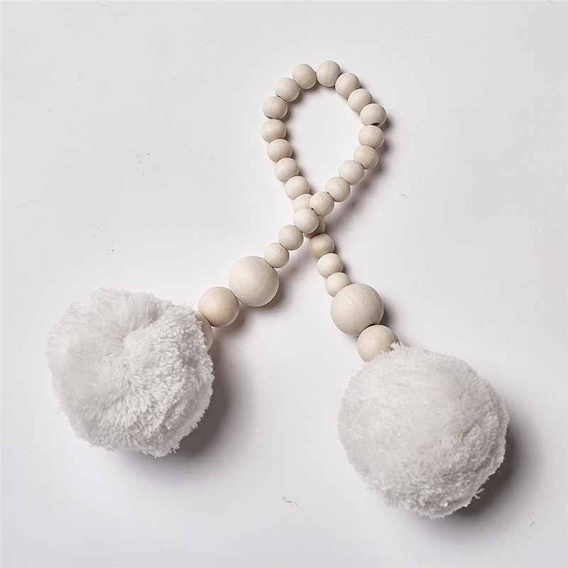 Träpärlor tofs boll krans vägghängande ornament ins nordisk stil barnrum dekorationer barnkammare baby tält fotografi rekvisita: B
