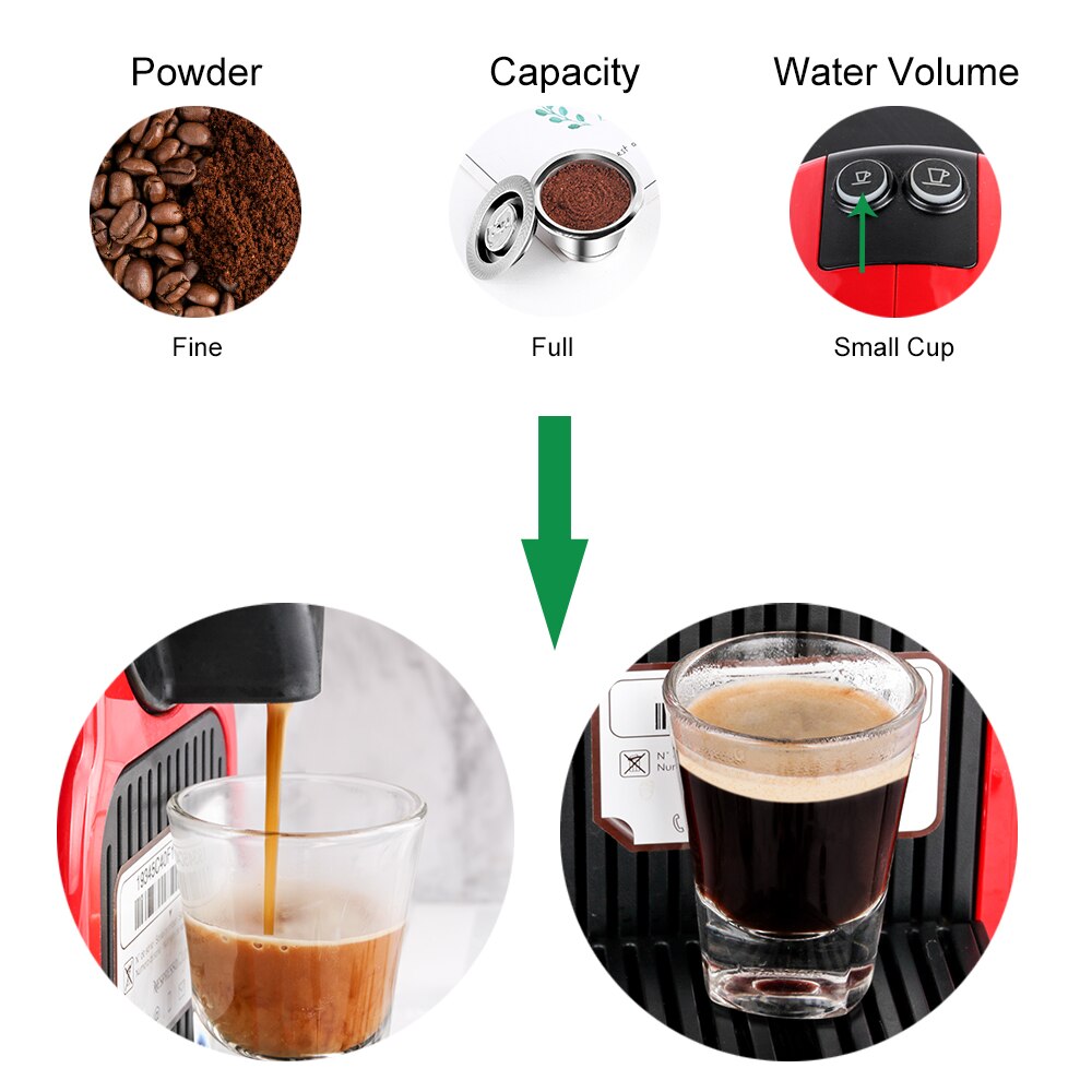 ICafilasICafilas 4pcs/Sets Stainless Metal Reusable For Nespresso Capsule With Press Coffee Grinds Tamper Espresso Coffee Maker