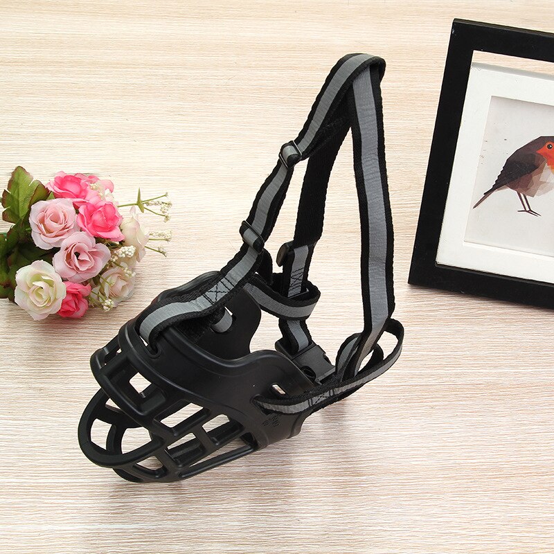 Siliconen hondenmuilkorfmasker, anti-bijt, reflecterende muilkorven voor huisdieren, verstelbare anti-blaf mondbedekking, kleine middelgrote grote honden: Zwart / Maat 5