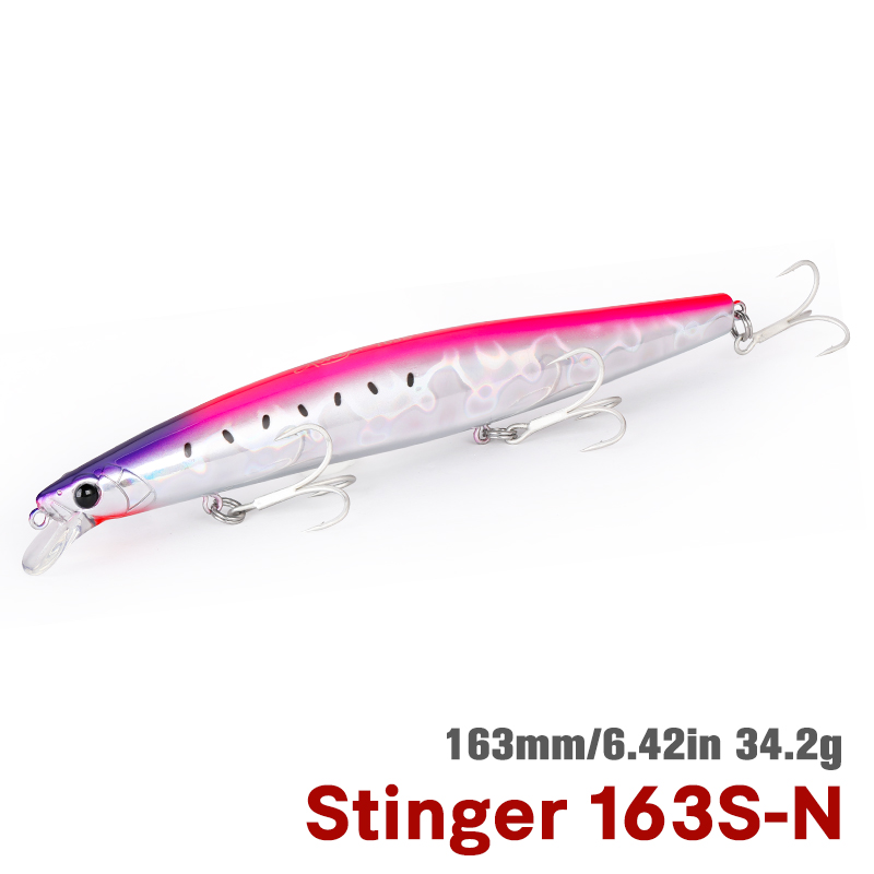 TSURINOYA STINGER 163S Inshore Fishing Sinking Minnow Lure 163mm 34.2g Ocean Beach Fishing Hard Bait For Seabass Flounder Picua: Burgundy