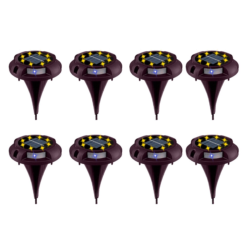 8pcs Waterproof 8 LED Ground Light Sidewalk Landscape Outdoor Garden Decorative Lawn Yard Bright Solar Power Driveway Pathway