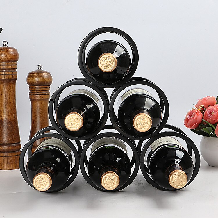 Square Tube 6 laps Iron Wine Rack Cork Container Bottle Holder Kitchen Bar Display Metal Wine Craft Handcraft Stand Bar Tools