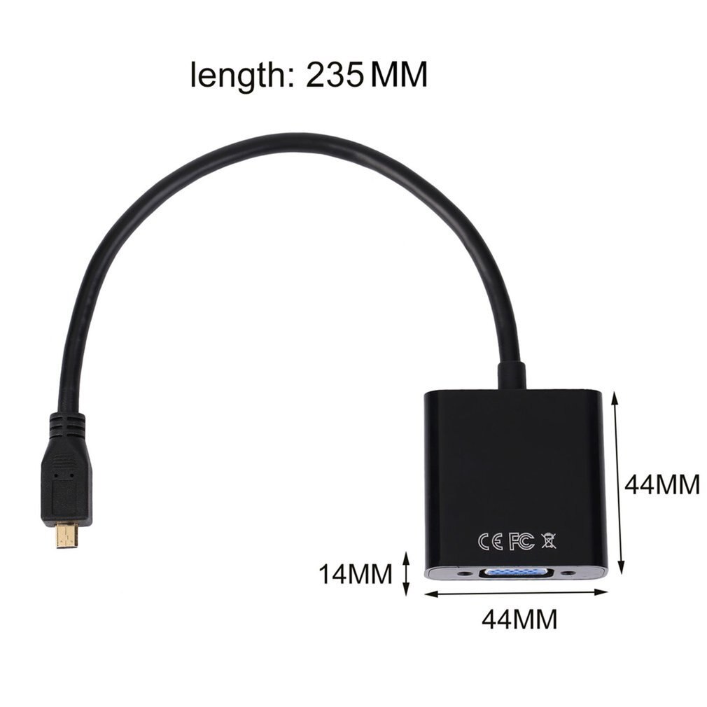 1080P Micro Naar Vga Female Video Kabel Converter Adapter Zwart Voor Pc Digitale Bundel 1 Polybag Laptop