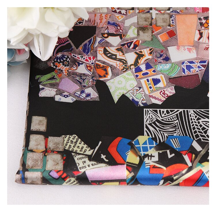 150 cm stretch satin printed fabric twill printed satin fabric material pajamas dress scarf stretch fabric cloth