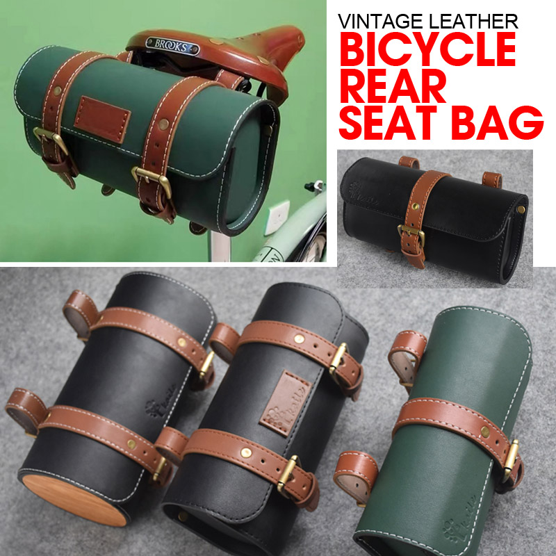 Bruin Vintage Lederen Fiets Rear Seat Bag Waterdichte Opslag Fiets Zadeltas Fietsen Staart Achter Pouch Zadeltas