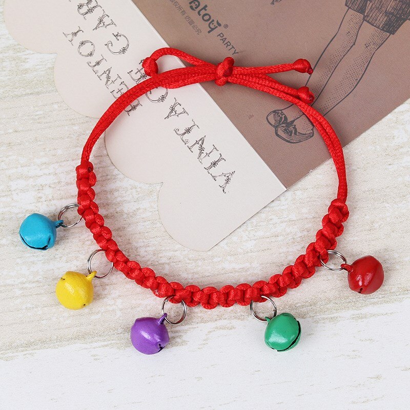 Cat collar bell cat sound ring hand-woven collar multiple bells position cat position bell cat collar: Red