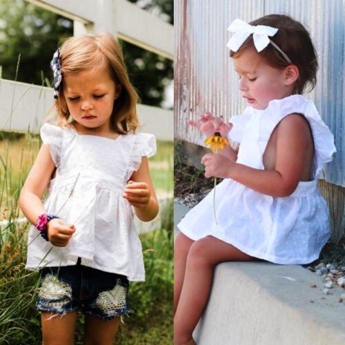 Summer Baby Girl T shirt White Cotton Polka Dot Top Sweet Newborn Kids Baby Girl Ruffle Top T-shirt Girl Clothes Summer 0-3T