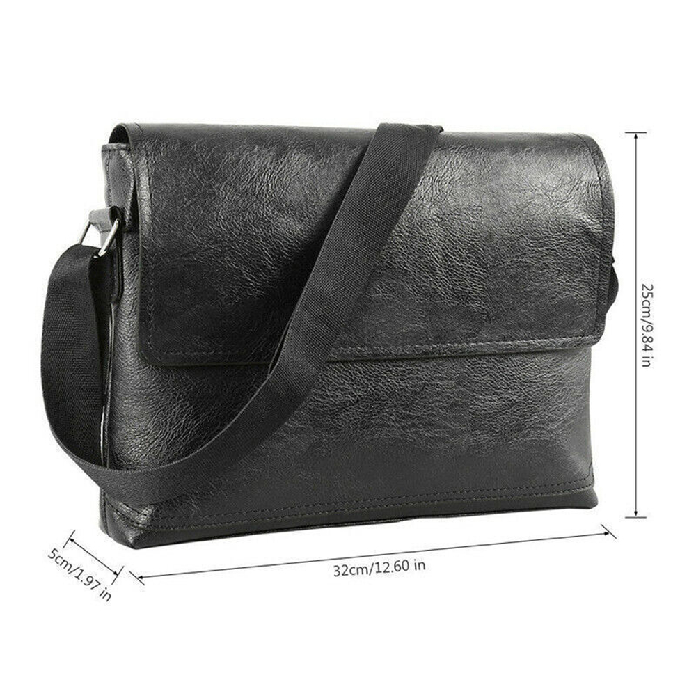 Herre lædertasker business casual pu enkeltskulder crossbody tasker multifunktionelle vintage håndtasker herre