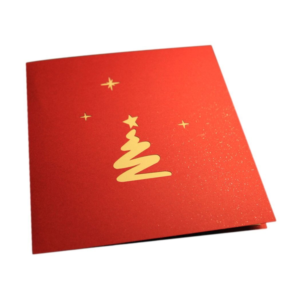 Greeting Christmas Cards 3D Pop Up Origami Stereoscopic Christmas Tree Greeting Card Blessing Card Perfect