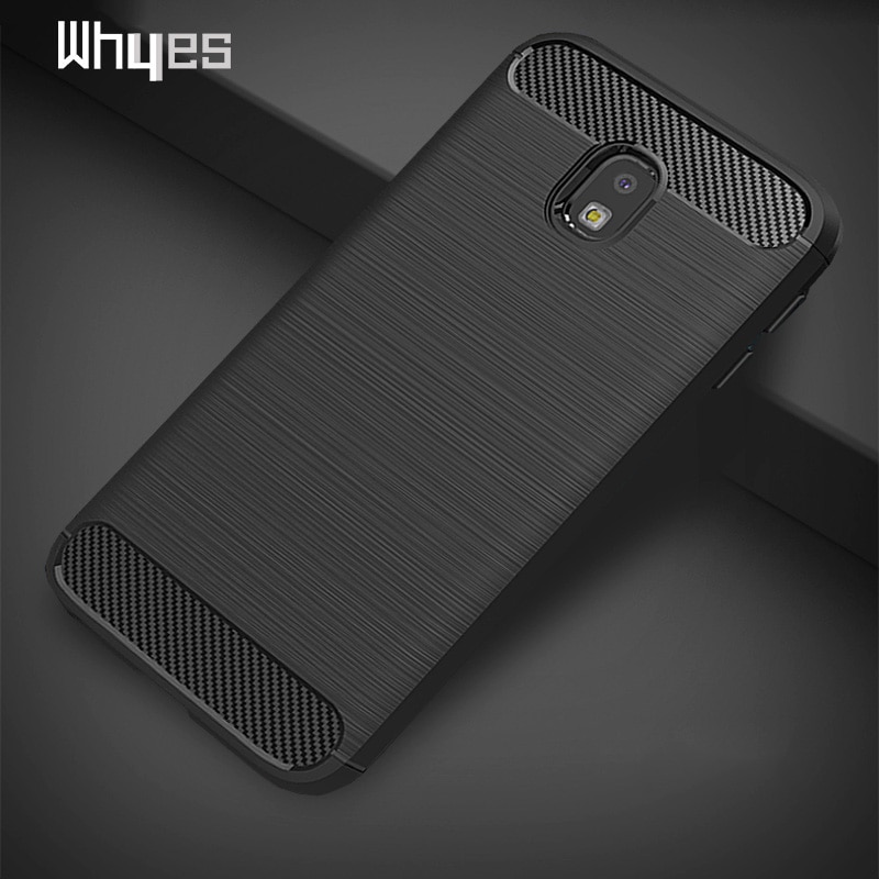 Whyes-Funda de fibra de carbono para Samsung Galaxy J5 , funda de silicona suave TPU a prueba de golpes para Samsung J5 , J530