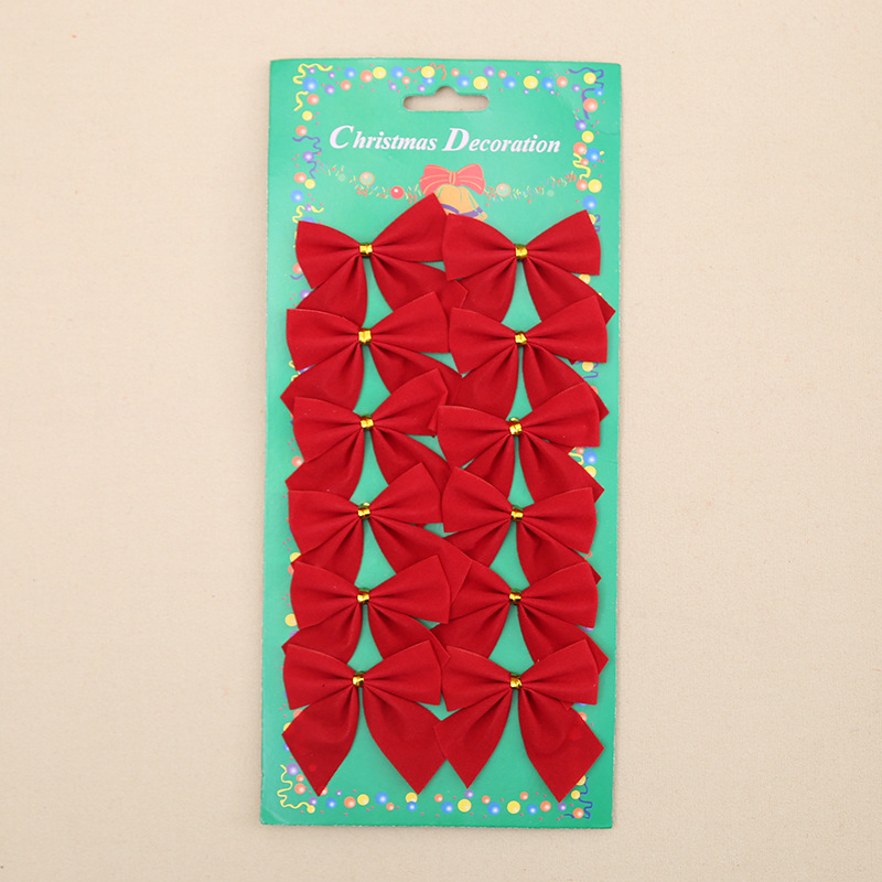 12 Uds decoración de árbol de Navidad, lazos plateados y dorados y rojos de Navidad para el hogar, escuela, jardín, Mini , lazo DIY, decoración de: Rojo