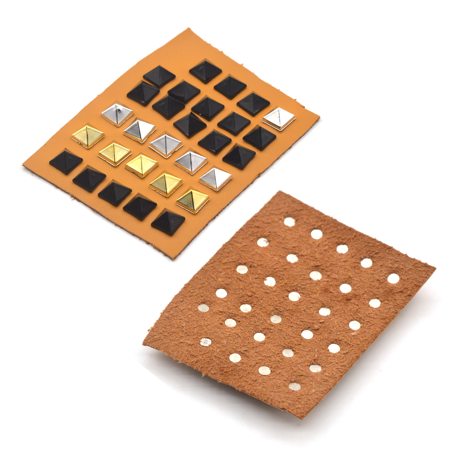 KALASO 50 juegos de 10mm plateado chapado en oro ABS pirámide cuadrado Punk tachuelas remaches picos para zapatos bolsa decoración de ropa artesanía Diy