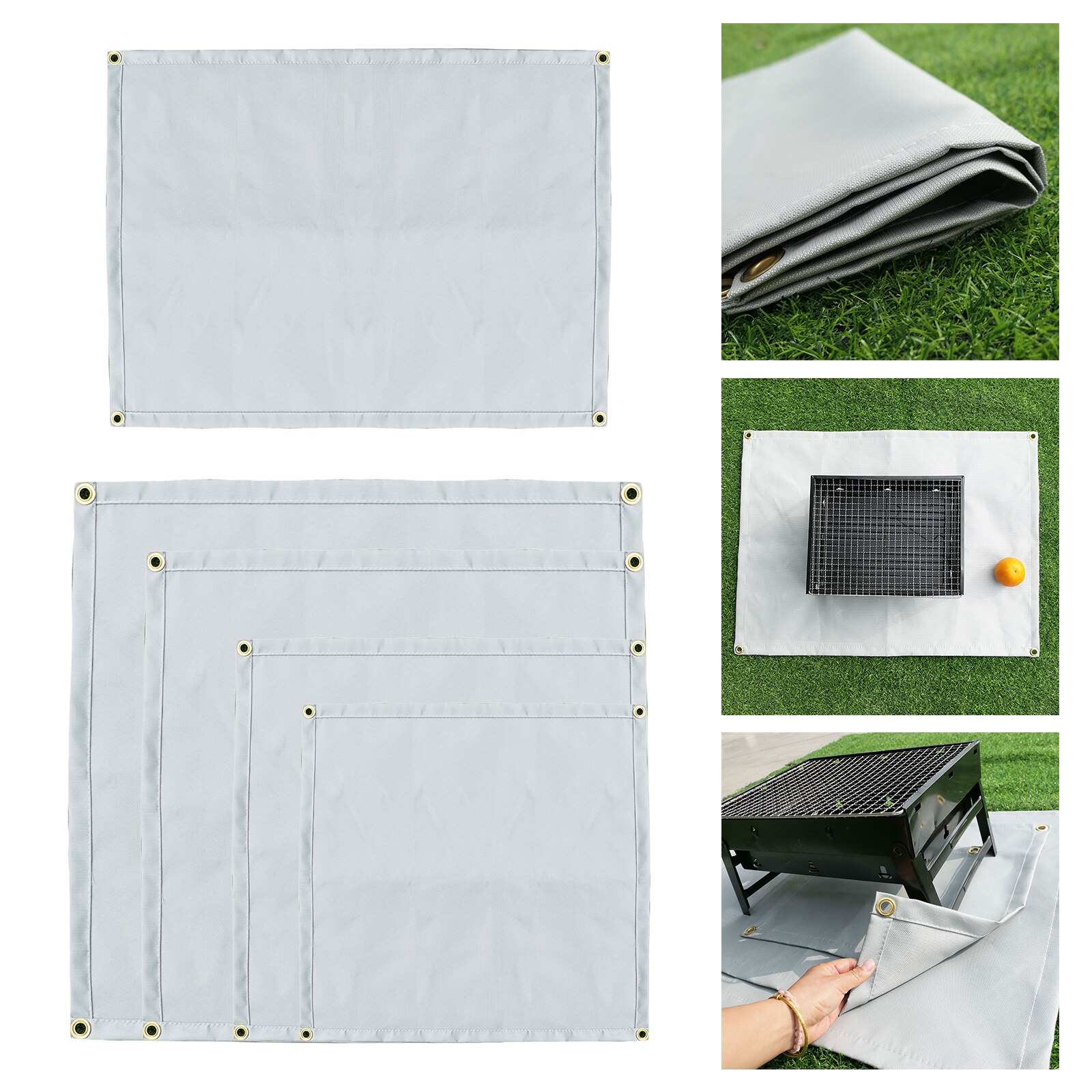 Fire Pit Mat Patio Grass Lawn Floor Fireproof Grill Pad Hiking Cooking BBQ
