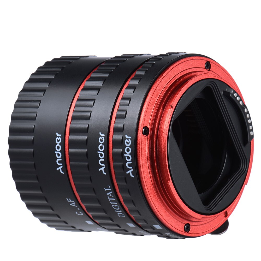 Andoer Colorful Metal TTL Auto Focus AF Macro Extension Tube Ring for Canon EOS EF EF-S 60D 7D 5D II 550D Red