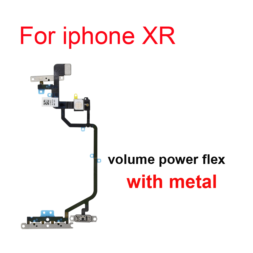 Power On Off Flex For iPhone 5S 6 6S 7 8 Plus X XR Xs Max 11 Pro Volume Up Down Side Button Key Ribbon Flex Cable With Metal: grey