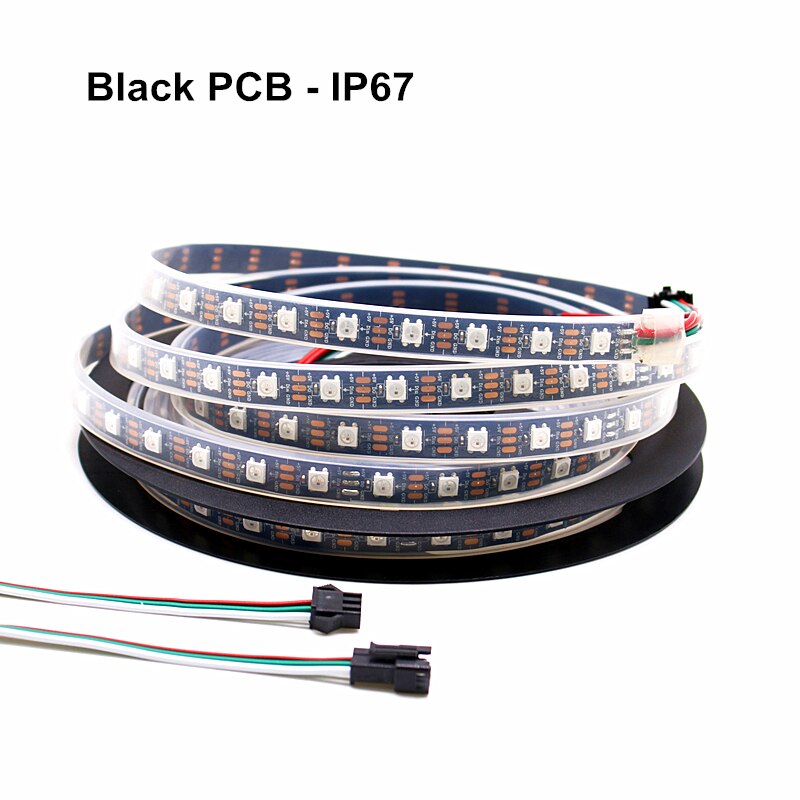 WS2812B LED Strip DC 5V Zwart Wit PCB Smart Adresseerbare Pixel WS2812 IC 60 LEDs/M 5050 RGB LED Tape 50CM 1M 2M 3M 4M 5M