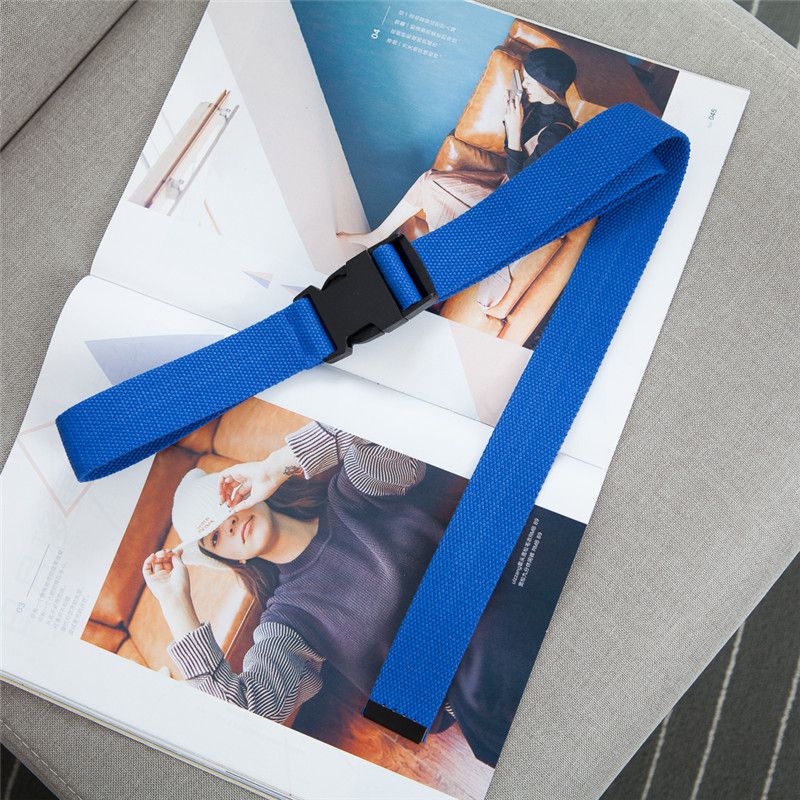 Kvinder mænd firkantet enkel alsidig plast spænde vævet lærred nylon bælte neutral blød enkel bælte: L