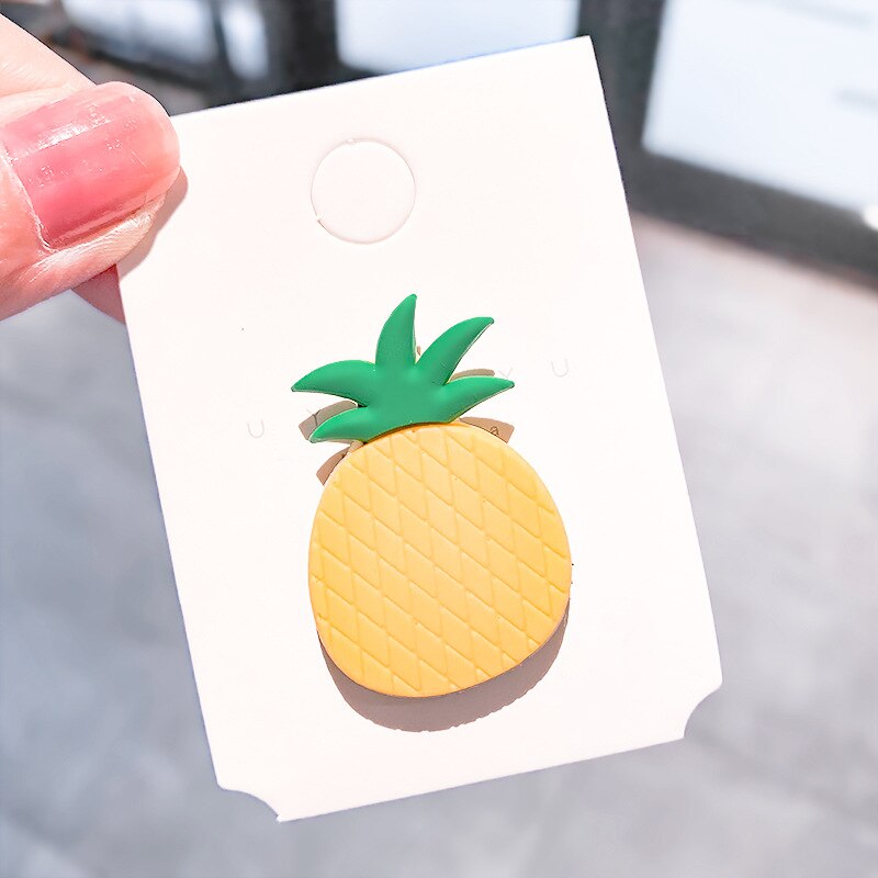 Obst Klett Haar Patch Mädchen Haar Pony Flecken Baby freundlicher Headwear Niedlich Klebrige Haar freundlicher Haar Zubehör: Ananas