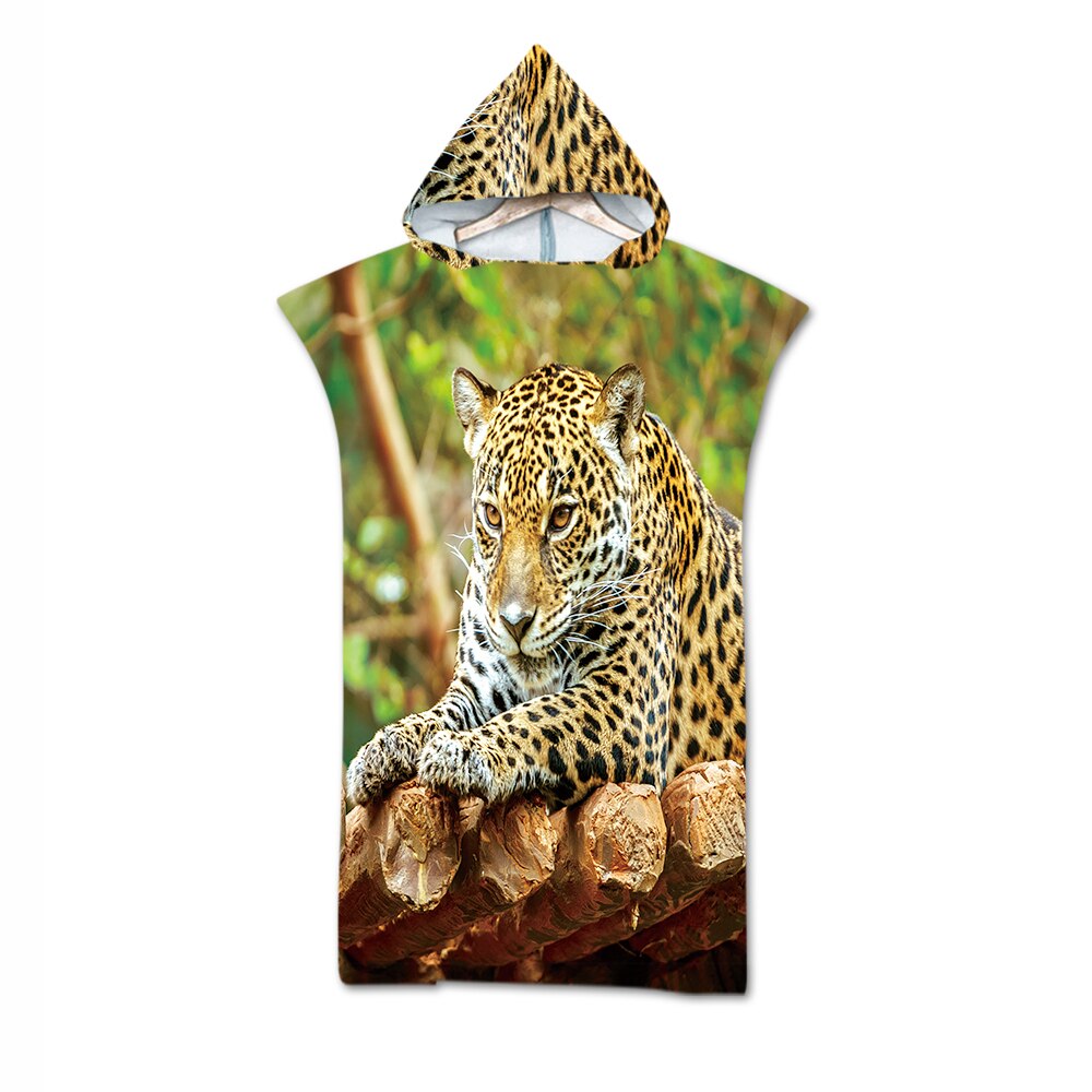 Microfiber Wetsuit Changing Robe Poncho With Hood Cute Animal Printed Quick Drying Beach Hooded Towel For Swim Surf Bathrobe: 7