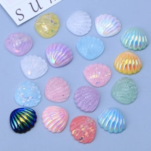 10Pcs Leuke Mix Kleur Vergulde Schelpen Plat Hars Cabochons Scrapbooking Diy Sieraden Craft Decoratie Ab Kleur Glitter Schelpen: Default Title