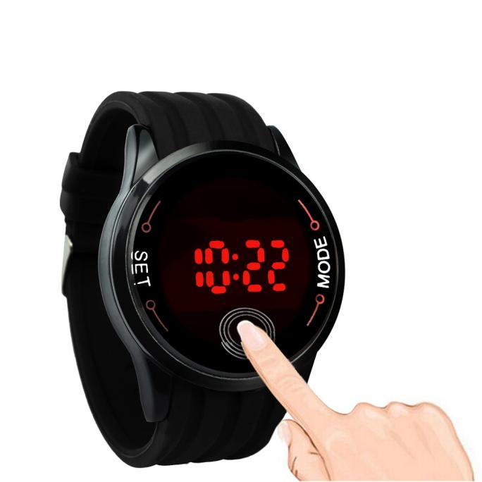 Mens Watch Led Touch Screen Date Wristwatches Silicone Wrist Black 30m Waterproof Casual Men's Sport Wrist Watch Relogio
