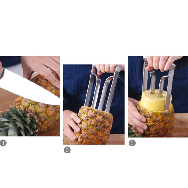Rustfrit stål ananas skræller corer cutter skiver wedger dicer frugt værktøj let at bruge