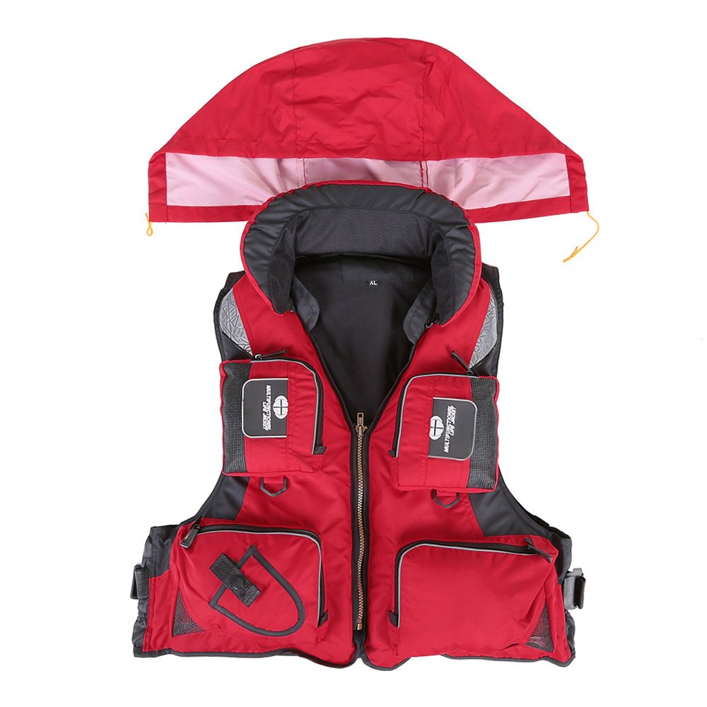 Lixada Unisex Polyester Life Jacket Swimming Life Vest Fishing Vest Outdoor Sport Safety Life Jacket For Drifting Boating Kayak: Red / XL