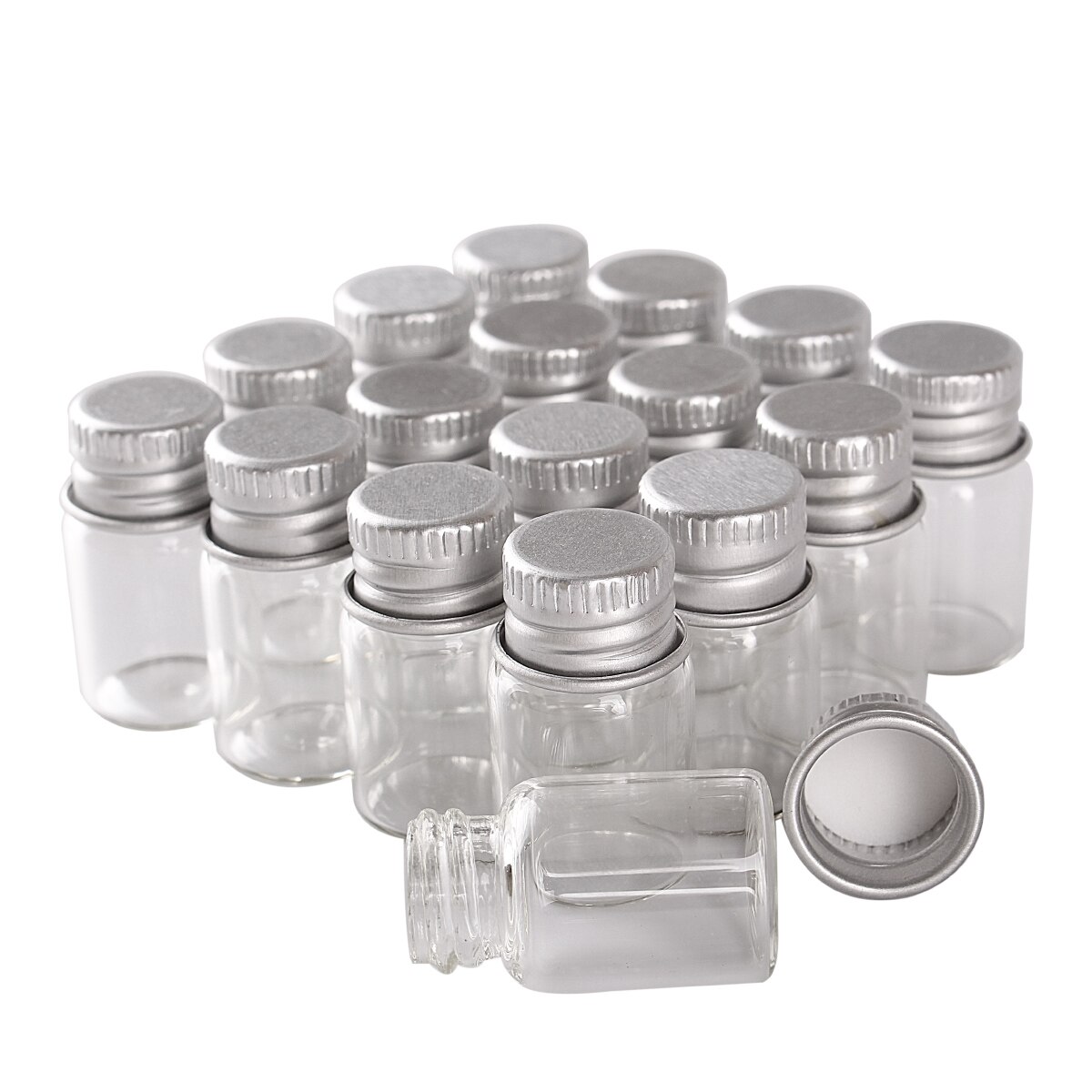 100 Stuks 2Ml 16*26Mm Glazen Flessen Met Aluminium Caps Mini Glazen Flessen Tiny Potten Flesjes