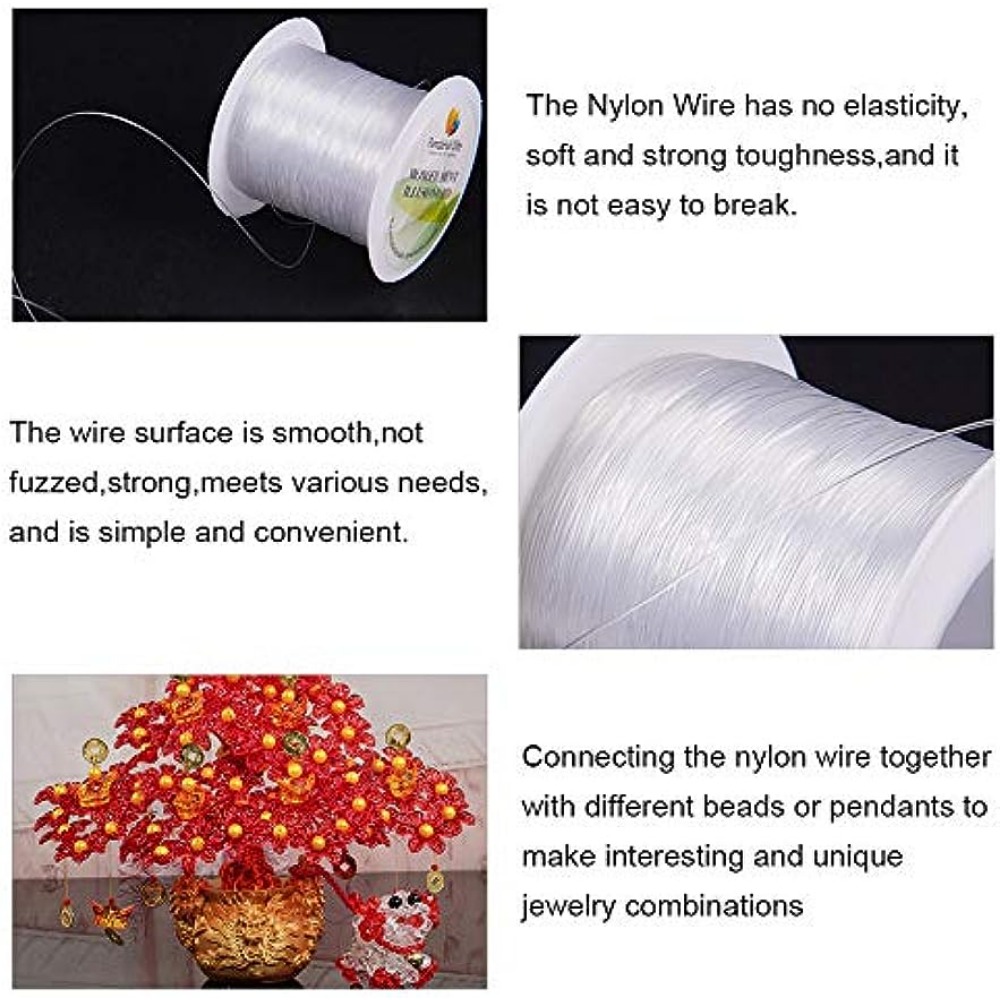 Hilo de nailon transparente con cuentas de cristal, hilo de pesca Invisible de 0,4mm, para joyería, decoración de