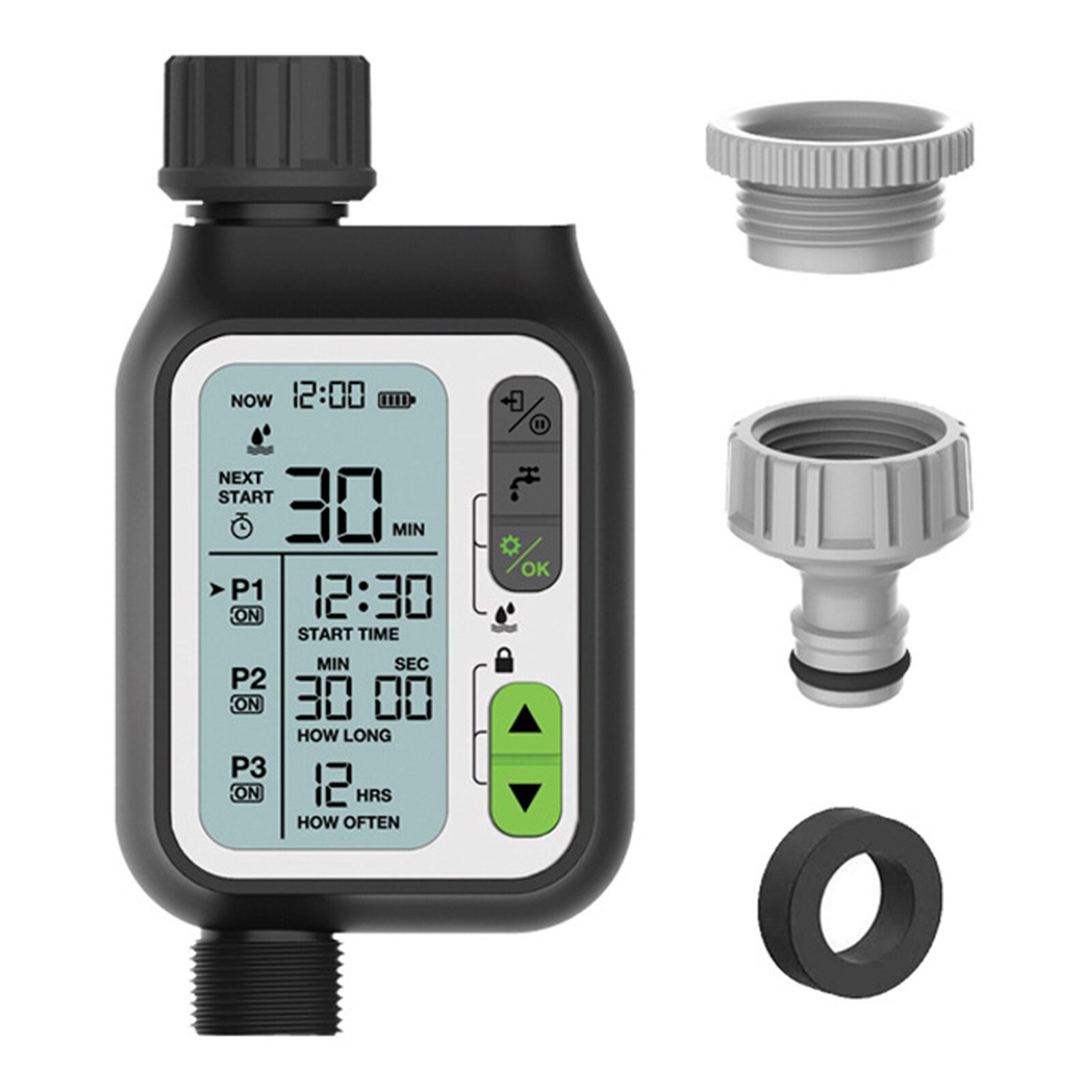 Electronic Irrigation Regulator Automatic Irrigation Timer LCD Screen Waterproof Sprinkler Controller 3 Separate Timing Programs: Default Title