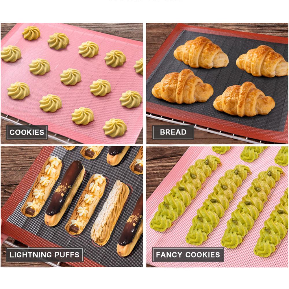 Heat Resistant Oven Sheet Liner Baking Mat for Cookie /bread/ /biscuit/puff/eclair Perforated Silicone Pastry Nonstick Mat Tool