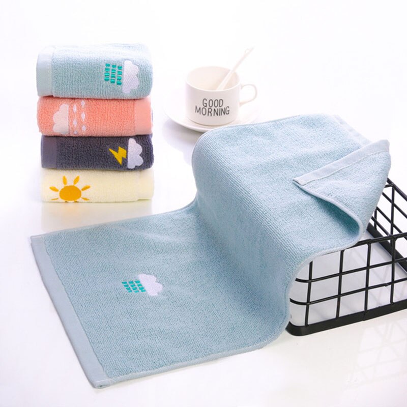 Puur Katoenen Handdoek Cartoon Leuke Weer Patroon Versierd Gezicht Handdoek Voor Kinderen Huishoudelijke Badkamer Schoon Product Thuis Textie: 1 / 1pcs