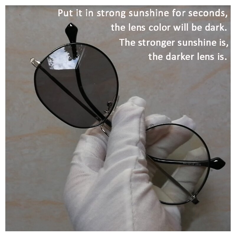 Blue Light Blocking Glasses Classic Round Metal Clear Lens Glasses Frame Unisex Circle Eyeglasses Photochromic Sunglasses UV400