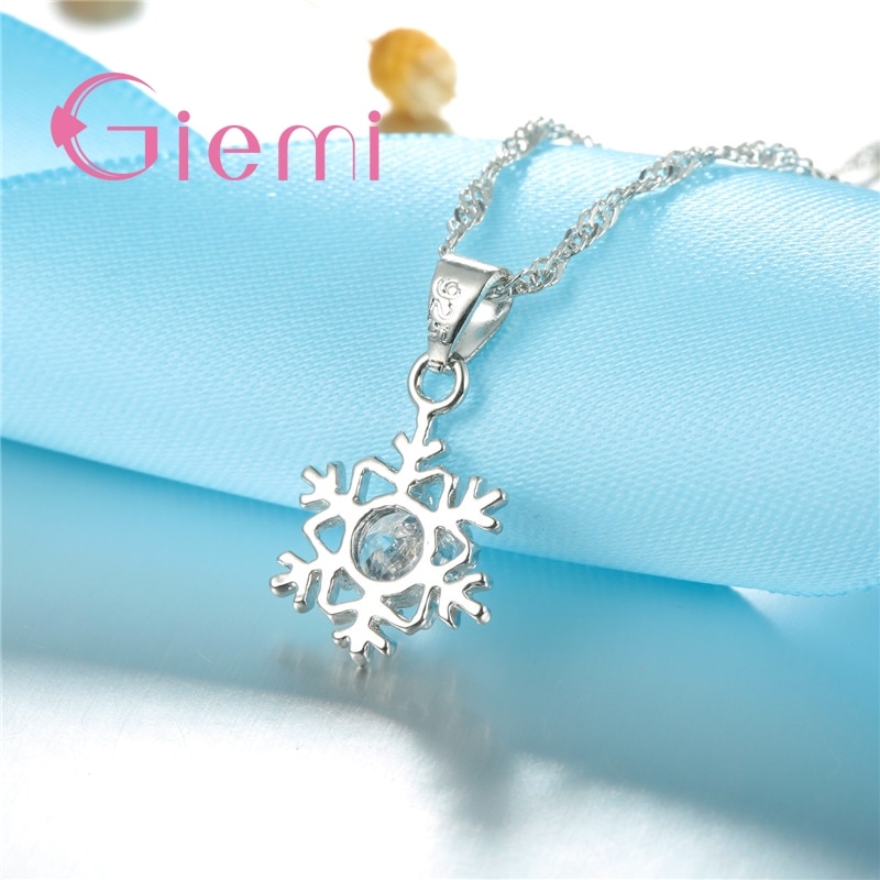 Treacle unik ren snefnug form vedhæng halskæde øreringe med klar cz krystal 925 sterling sølv kvindelige smykker sæt