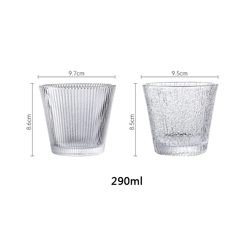 Tirador de Brandy de cristal de nieve estilo jpanés hecho a mano, martillo de tiro de whisky, rayas verticales, vaso de vino, cuenco de Sake, 2 piezas: StripesHammer