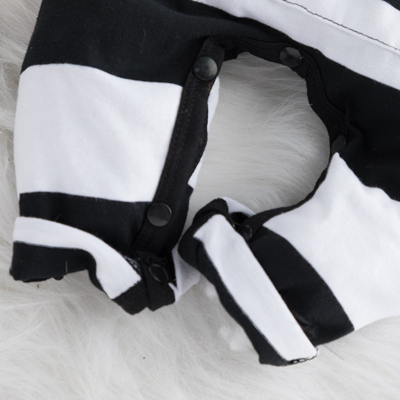 0-24M baby girl clothes Romper winter Long Sleeve Black White Striped Pocket Romper Casual baby boy clothes