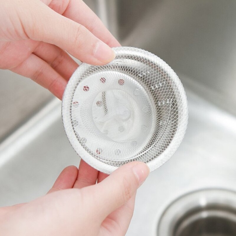 Household 100 Drain Hole Sink Basket Disposable Garbage Bag &Clip Trash Bag