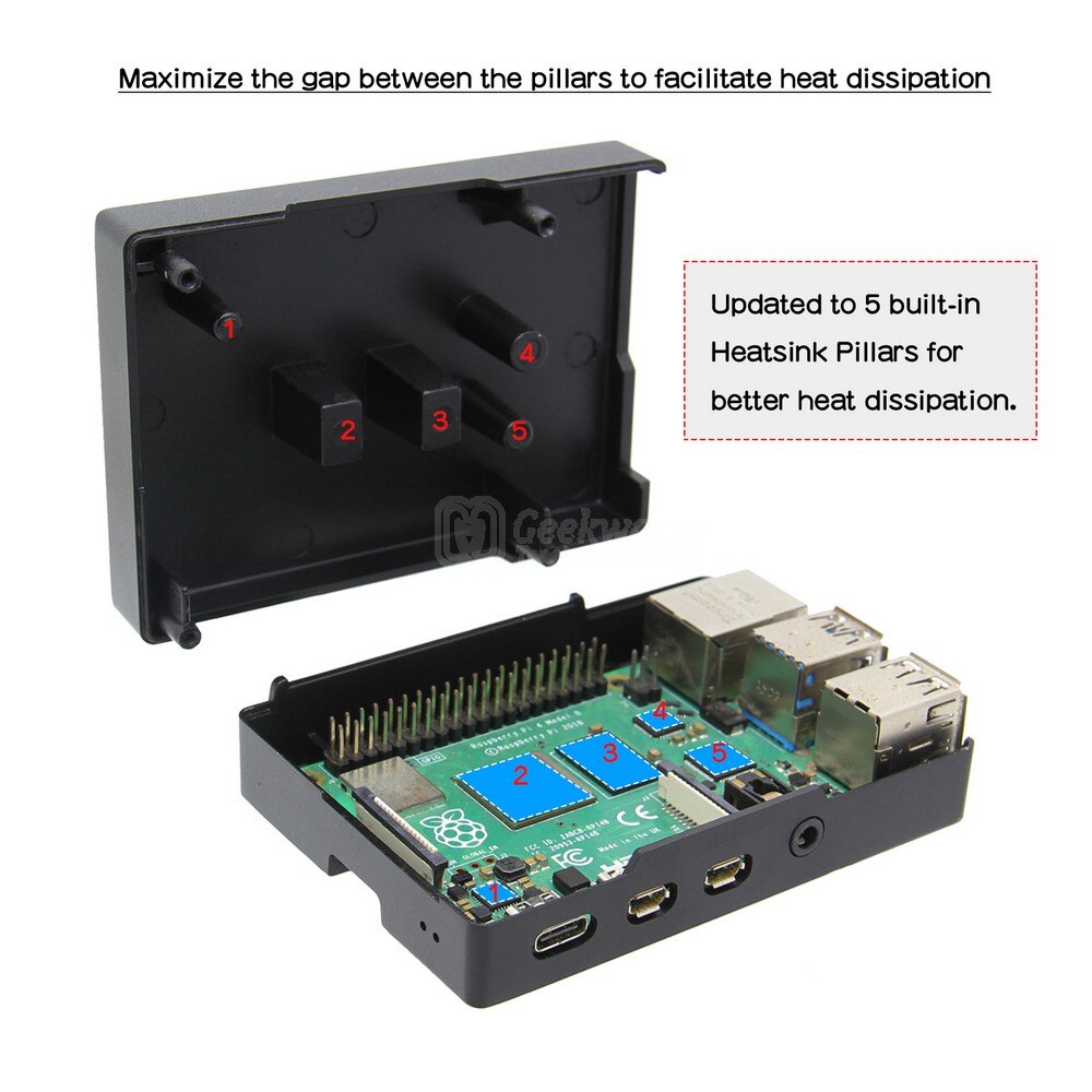 Raspberry Pi 4 Model B Passive Cooling Aluminum Case Heat Dissipation Metal Case/Housing for Raspberry Pi 4 Model B/Pi4B Only