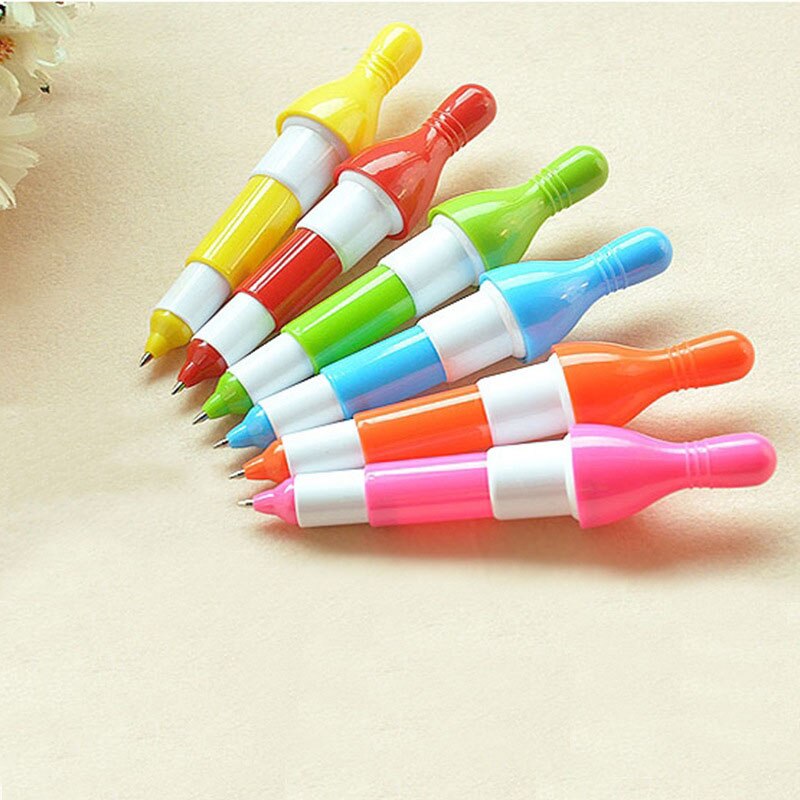 1 Pcs Novelty Ballpoint Pen Retractable Pens Bowling Modeling Cartoon Cute Children Learning Stationery Ballpen Roller Ball