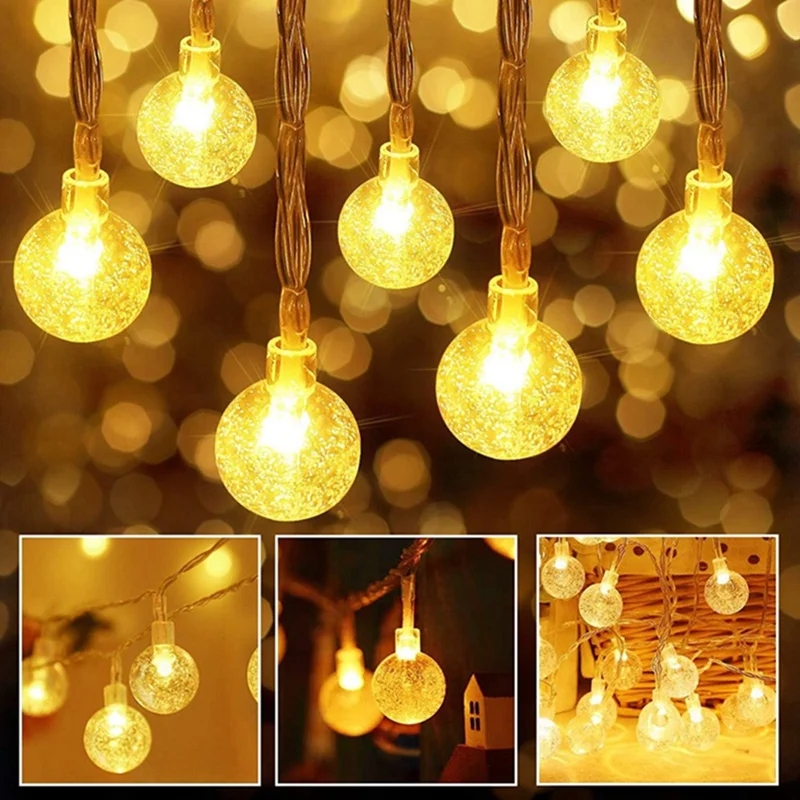 Crystal Ball Fairy String Lights Outdoor Waterproof Christmas Decoration Camping Fairy Garland Garden Party battery Operated
