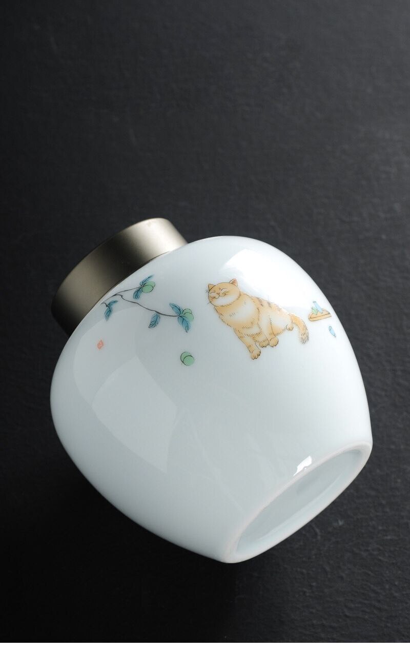 Luwu keramiske tebeholdere søde kat tebeholdere til opbevaring af te eller mad
