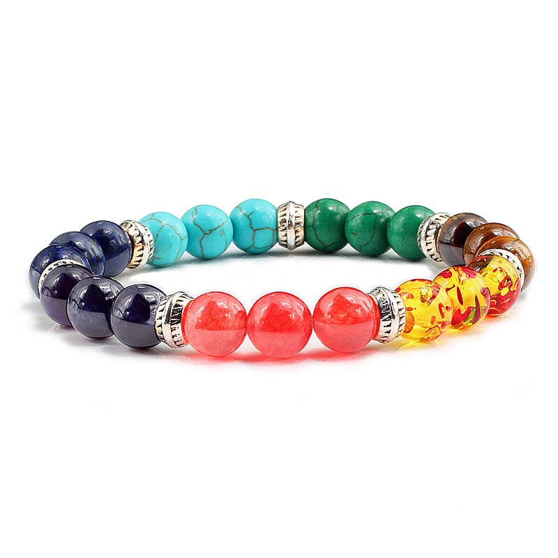 Mannen Vrouwen 7 Chakra Kralen Armbanden Armbanden Healing Tijgeroog Steen Chakra Gebed Charme Boeddha Armband Verstelbare Sieraden: Blue Zinc Plated