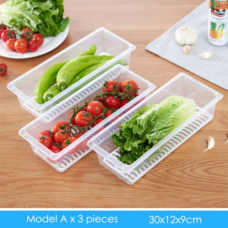 Keuken Plastic Voedsel Groente Opslag Container Organizer Koelkast Opbergdoos Voedsel Containers Kleine Koelkast Opbergdozen: A3