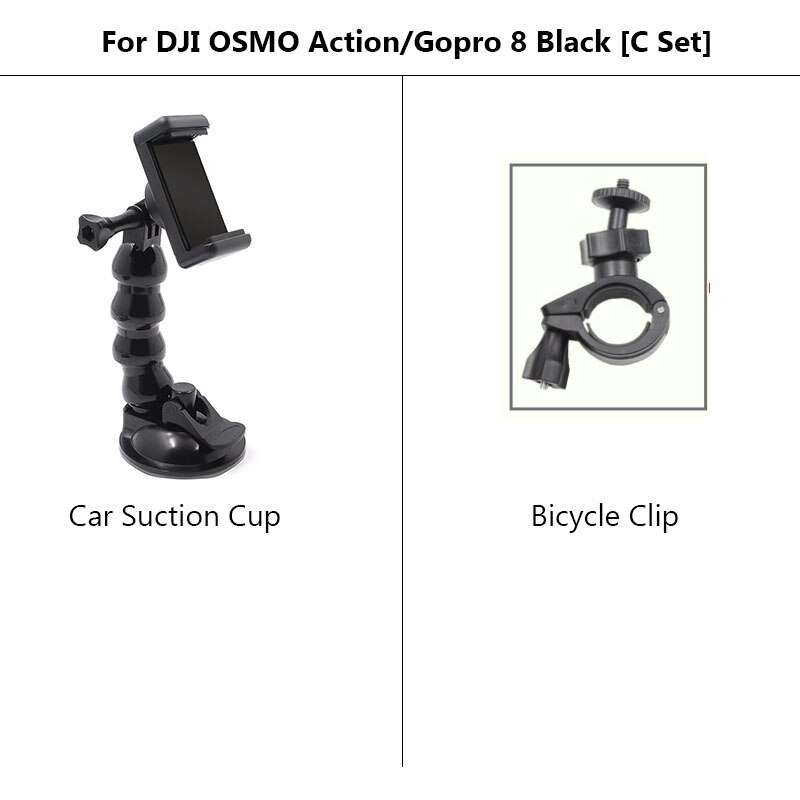 STARTRC Car Suction Cup Adapter Window Glass Mount Holder For DJI Action 2 OSMO Action For Gopro Hero 5/6/7/8 Black Accessories: Bicycle Clip