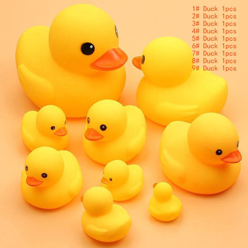 Small Animal Baby Bath Toy Water Squeeze Sounding Dabbling Soft Rubber Duck Kids Duckling Toys for Toddler 3 Years Shower Games: (1-9Duck) 1 for each