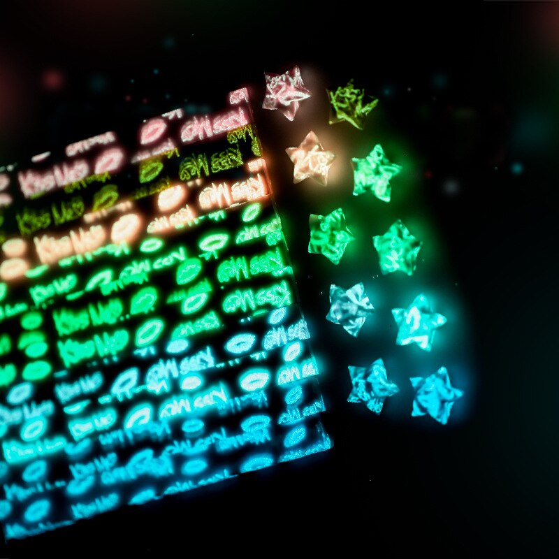 210pcs Luminous star origami paper Lucky star scrapbook paper Wishing stars paper wrapping material night glow
