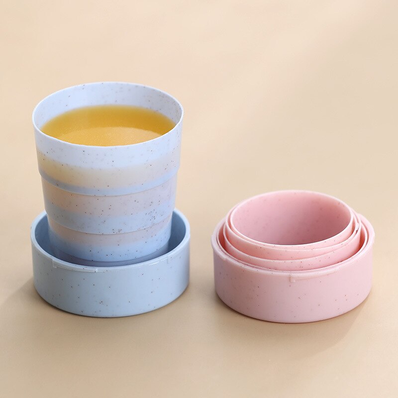 Mini Collapsible Folding Cup Portable Straw Wheat Plastic Telescopic Drinking Convenient Travel Office Coffee Tea Cups Camping