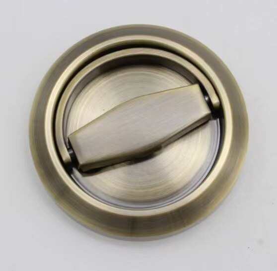 Stainless Steel 304 Recessed Invisible Cup Handle Privacy Hidden Door Locks Cabinet Pulls Handle Fire Proof Disk Ring Lock: Green